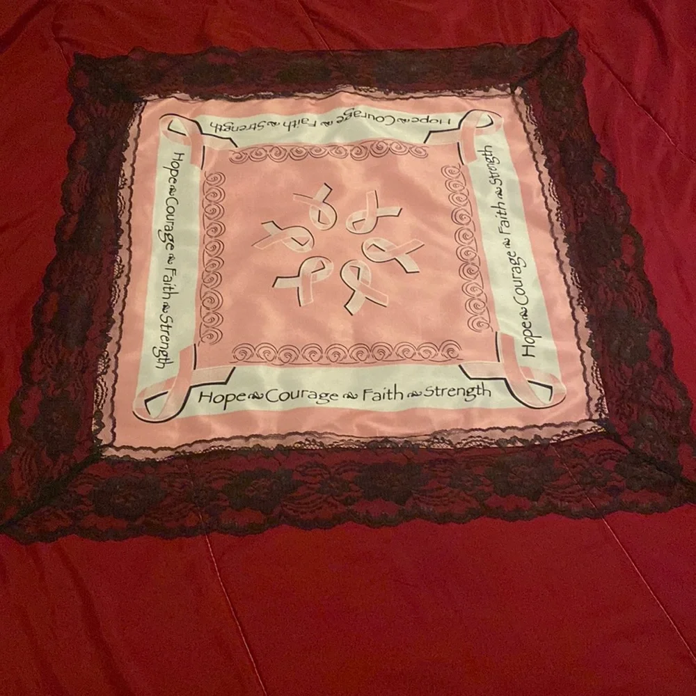 Light pink breast cancer awareness/support handmade handkerchief!